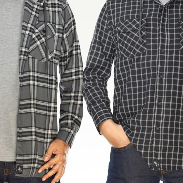 Kemeja Flanel Kaos 2in1 Big Size Jumbo Hem Kotak Casual Kerja Hoodie - Putih, 4XL