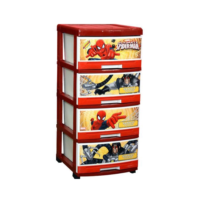 LEMARI PLASTIK NAPOLLY 4 SUSUN SPIDERMAN stock ready