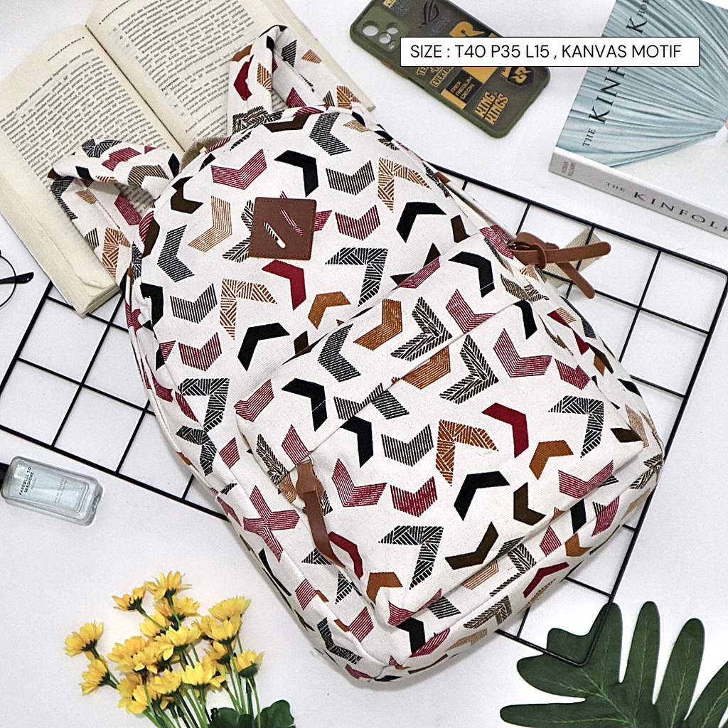 Promo Gratis Ongkir Tas Ransel Pria / Wanita Bahan Kanvas Motif Gaya Korea produk lokal indonesia-Motif 113