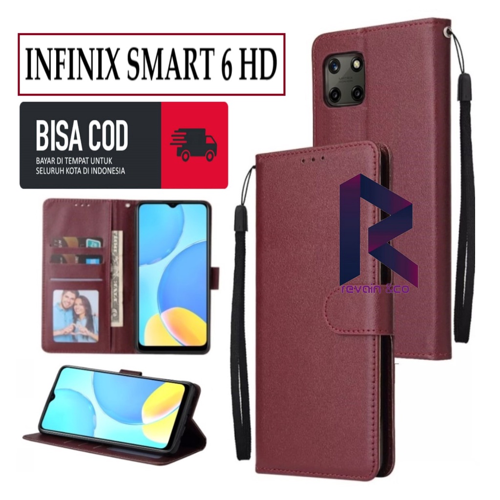 CASE INFINIX SMART 6 HD FLIP WALLET LEATHER KULIT PREMIUM SARUNG BUKA TUTUP KESING HP FLIP CASE INFINIX SMART 6 HD