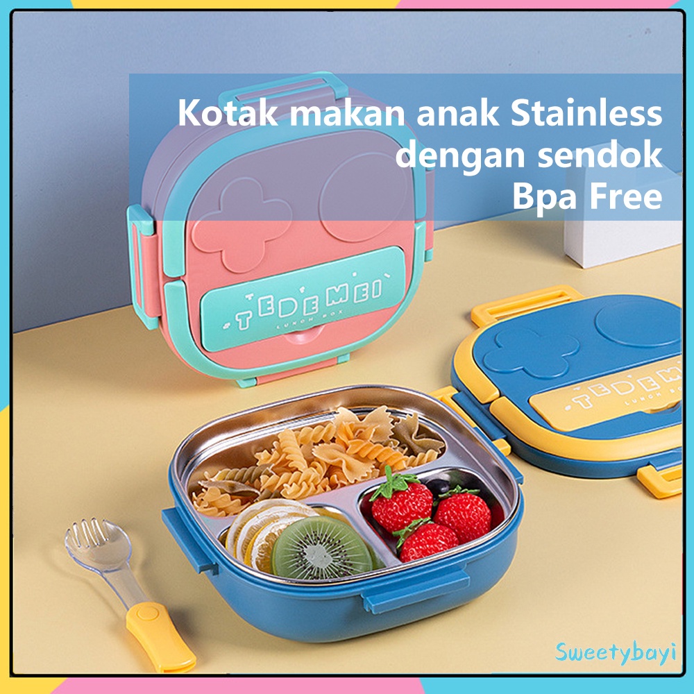 Sweetybayi Kotak makan anak Stainless 304 kids lunch box Set premium rantang makan Bpa Free