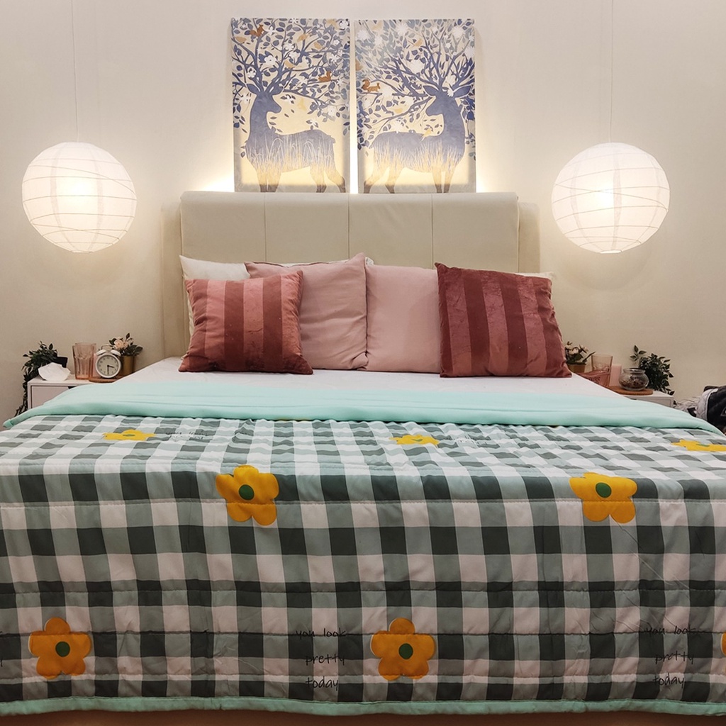 Selimut Katun Halus/ Bedcover Katun Aesthetic Termurah Terlaris King Size 180x200/200x230 Korean Design