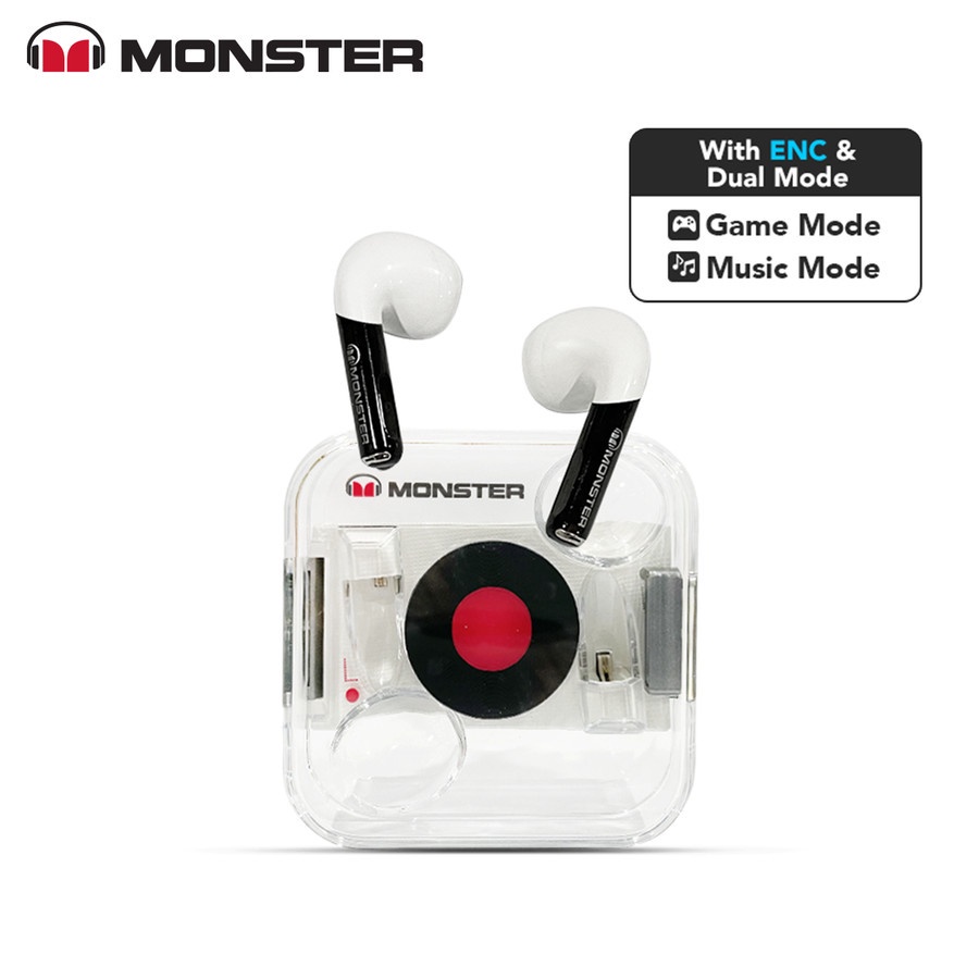 Monster XKT01 Bluetooth Earphone Enc TWS Gaming Low Latency - Hitam