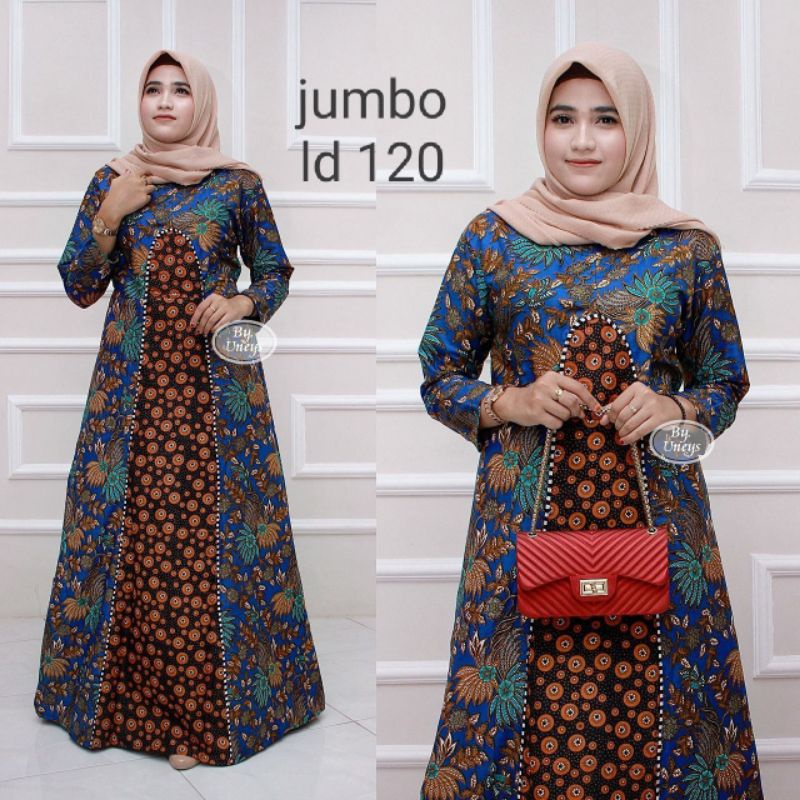 gamis jumbo ,gamis batik kombinasi