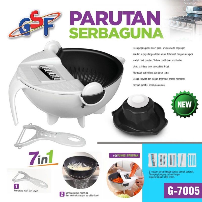 1kg muat 2pcs Wet Basket Parutan Sebaguna GSF G-7005  7 in 1 7pcs