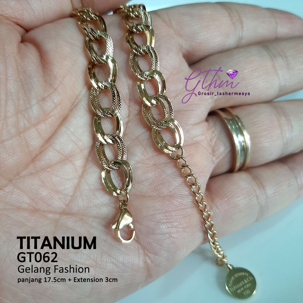 Gelang Tangan Double Rante Titanium Fashionable Perhiasan Import gt062