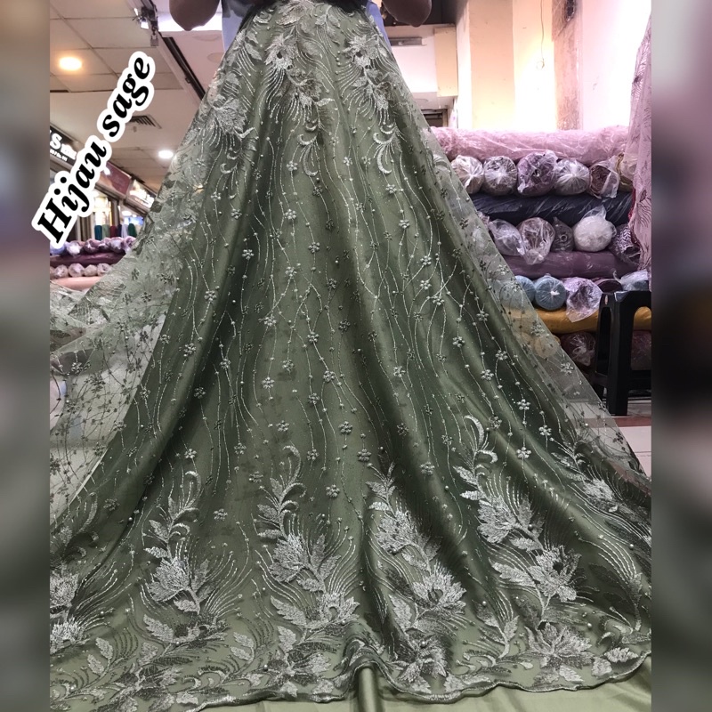 MURAH!!! kain bahan tile akar mutiara / bahan kebaya brokat tulle