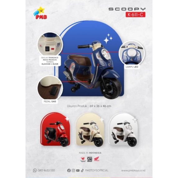 Mainan Motor Aki Anak PMB Scoopy Hondal Licensed K 661-C