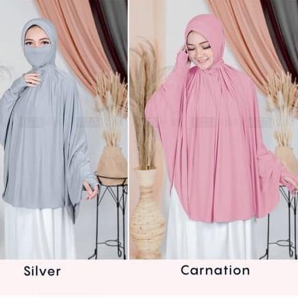bergo hijab syari lengan cadar khania 4 in 1 khimar jilbab instan