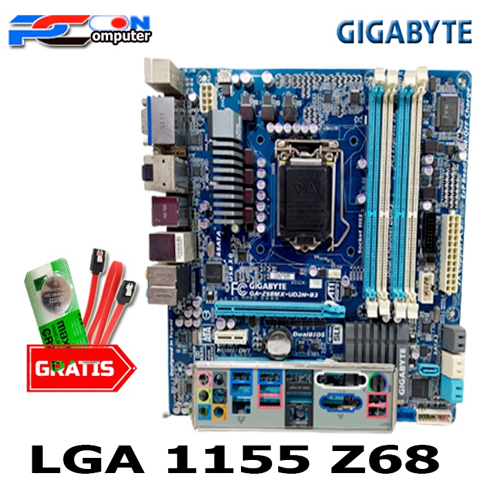 Motherboard intel Soket LGA 1155 Z68 GIGABYTE 4Slot RAM Onboard DDR3