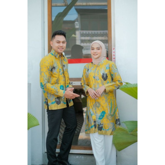 BAJU COUPLE BATIK SERAGAM KANTOR TUNIK KEMEJA DEWASA M L XL XXL