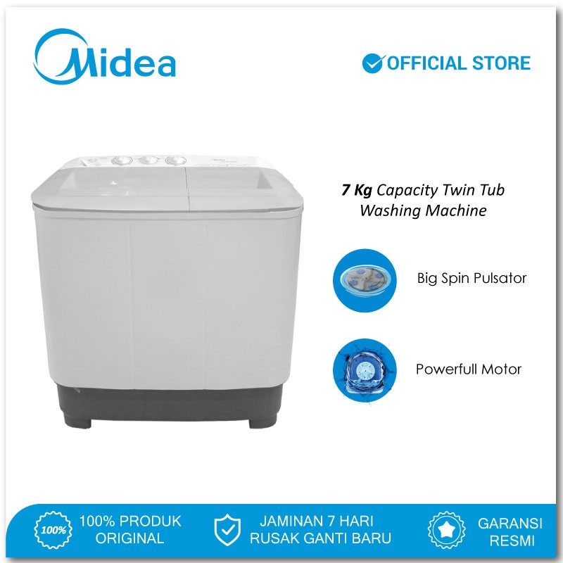 MIDEA MTD89NT-G / MTD89NTG Mesin Cuci 7Kg Twin Tube - Delux Series - MTD89