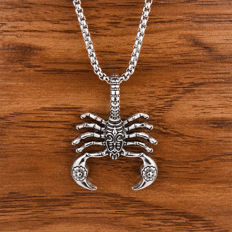 Fancyqube Kalung Liontin Kalajengking Scorpion Gaya Punk Rock Antik Untuk Pria