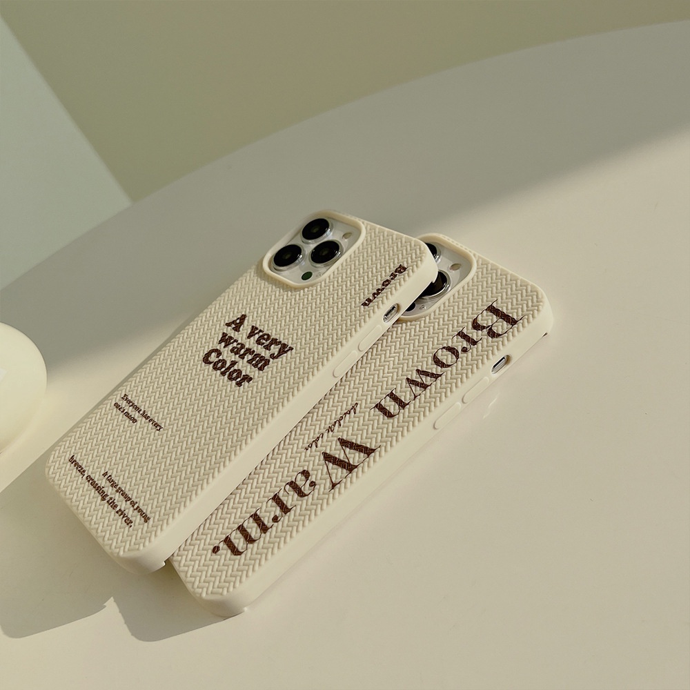 IPHONE Ins Sederhana Coklat Sweater Hangat Pola Case Untuk Iphone14 7 XS XR 11 12 13 PRO MAX Casing Cover Pelindung AT0180