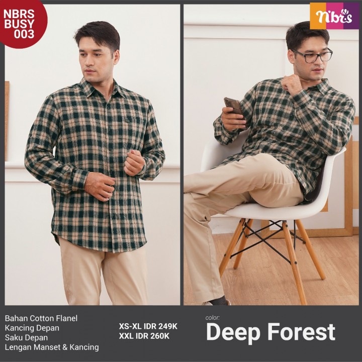 [BISA COD] NBRS Busy 003 Bahan Cotton Flanel Atasan Pria Modern Lengan Panjang by Nibras