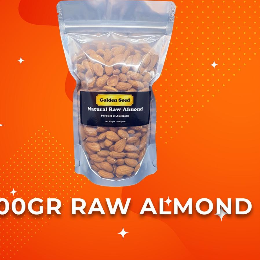 

↬ KACANG ALMOND MENTAH UTUH 400 GRAM - NATURAL RAW ALMOND WHOLE 400 GR ぴ