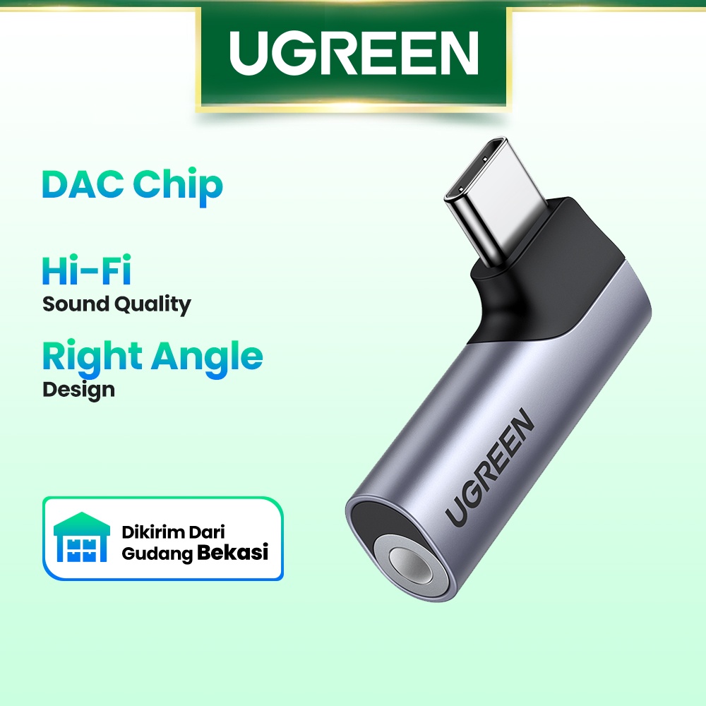 【Stok Produk di Indonesia】Ugreen Adapter USB Tipe-C Ke Audio 3.5mm DAC Chip Untuk SAMSUNG S21 + S10 Oneplue 8 Huawei P40 Surface Pro 7