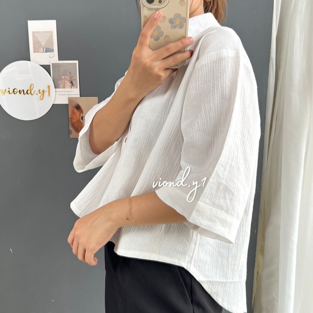 Blouse Wanita Linen Lengan Panjang / Kemeja Casual Korea 134