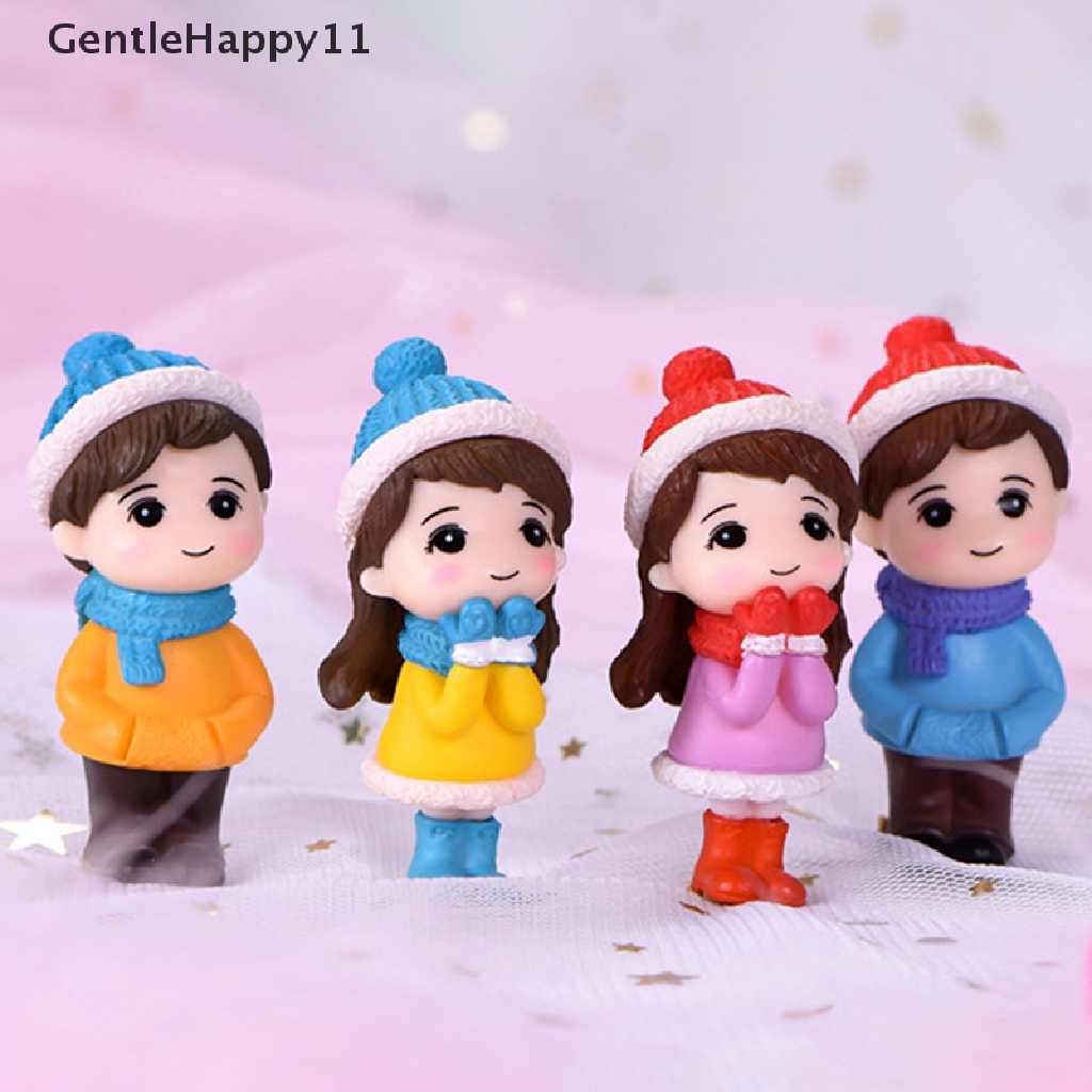 Gentlehappy 2pcs/set Boneka Pecinta Mini Model Angka Patung Taman Peri Lanskap Mikro id