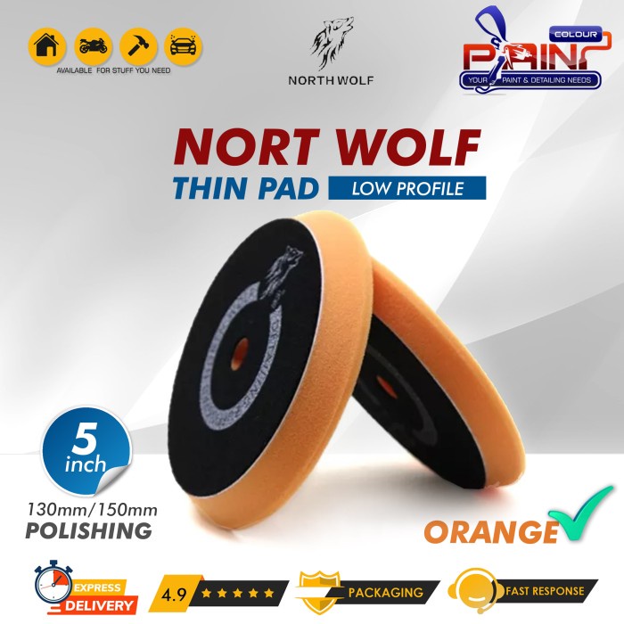 Thin Pad NORTHWOLF 5 inch Orange Busa Mesin Poles Mobil North Wolf