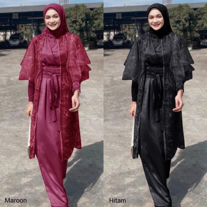 (NEW) Gamis Maxmara Lunna/ Gamis Terbaru/ Gamis Pesta Model Cardigan/ Gamis Kondangan Kekinian/ Seragam Bridesmaid Mewah