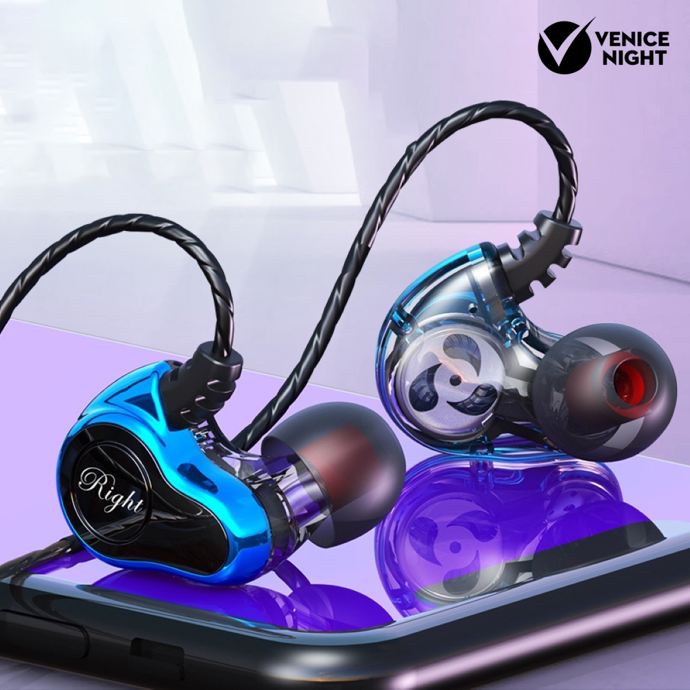 (VNEP) (Berkabel) S610 4-Core Dual Coil 3.5mm HiFi In-Ear Earphone 6D Olahraga Bass Headset