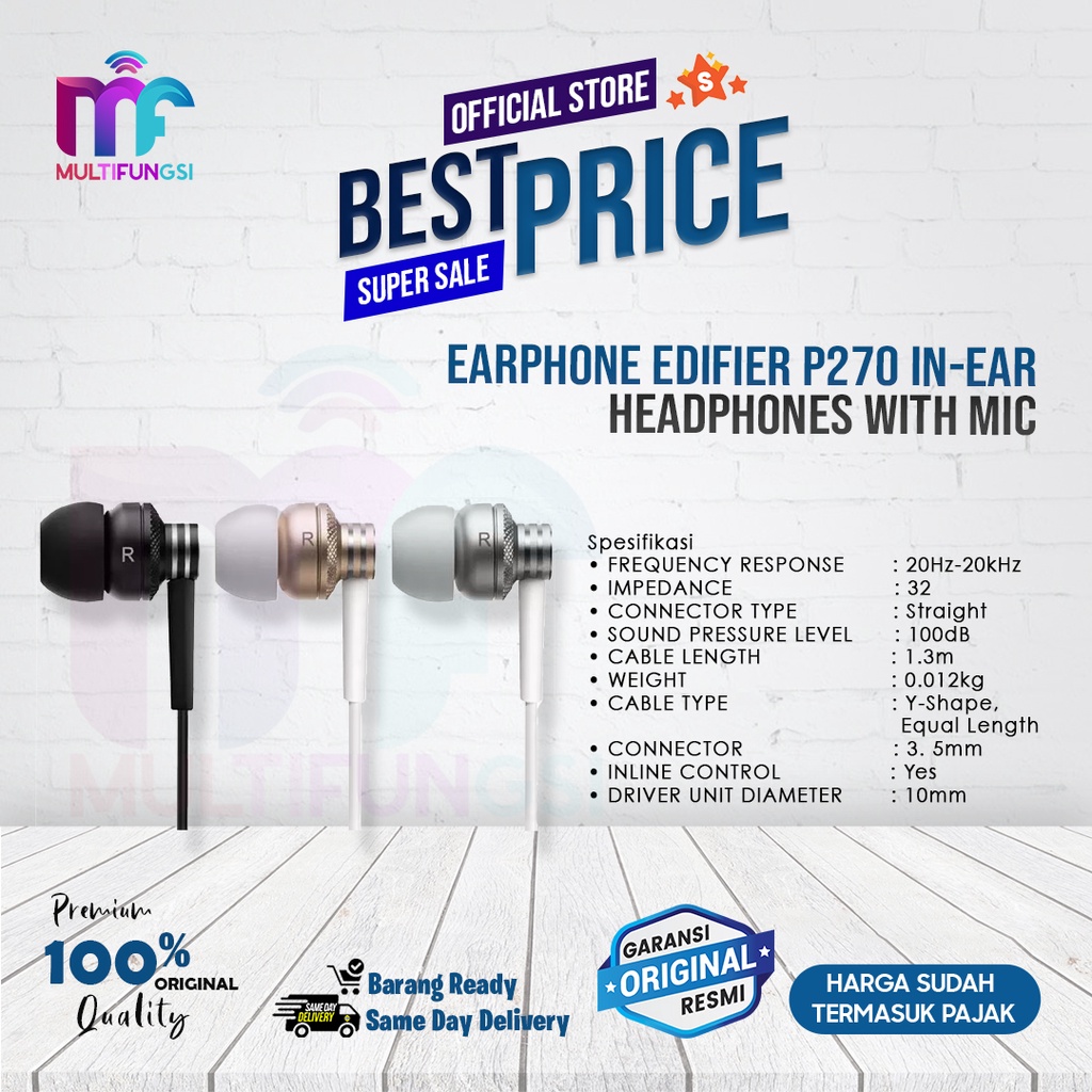 Earphone Edifier P270 in-Ear Headphones with Mic