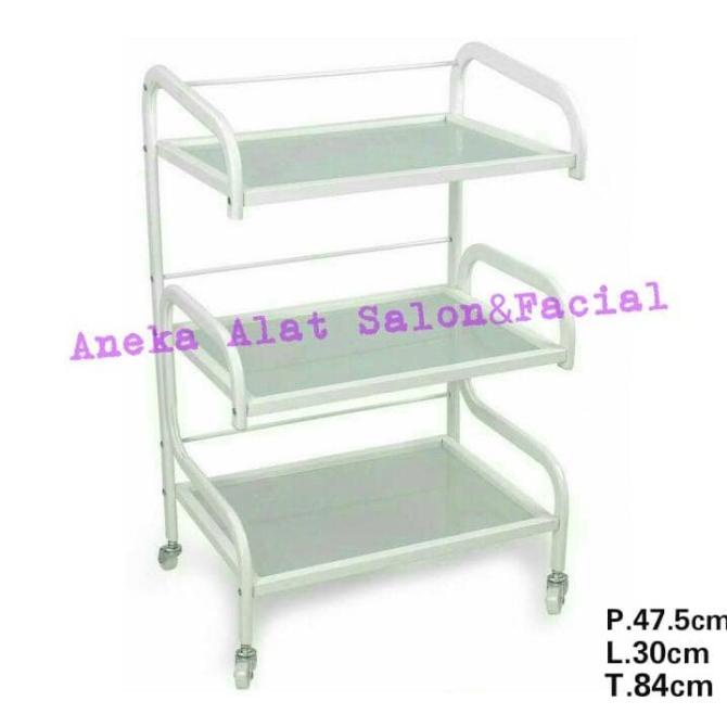 Rak Trolley Facial Glass/Trolley Rak Kaca 3 Susun