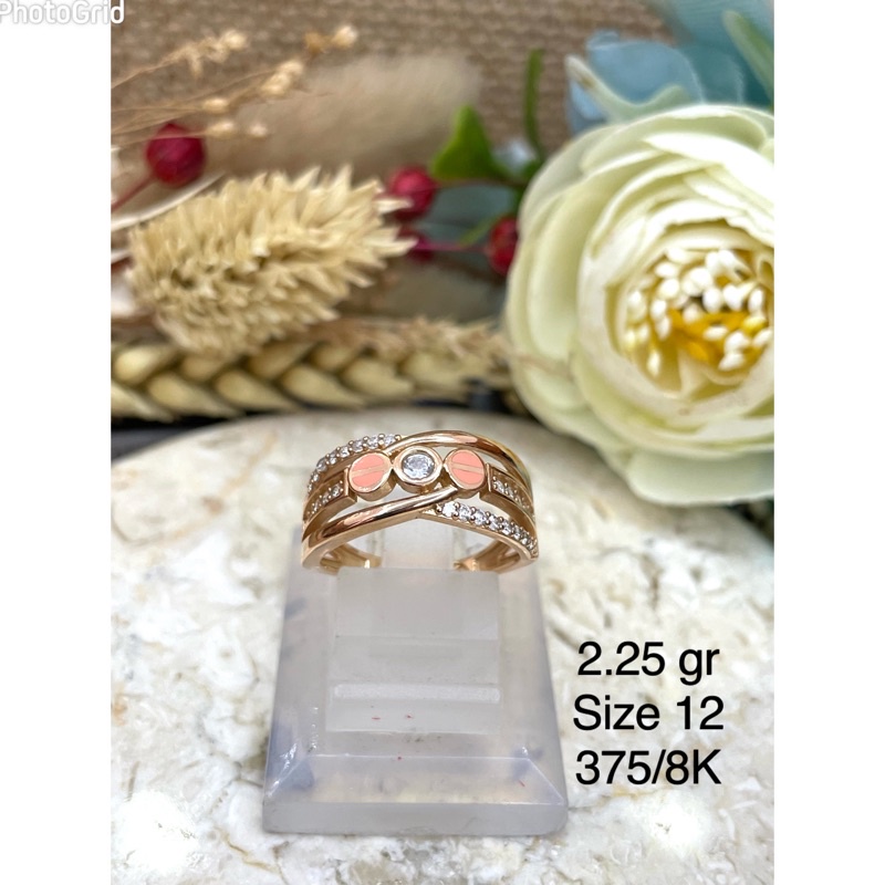 Cincin model Car*ier mata ac dan cat 3389 - 2.25 Kuning 375/8K