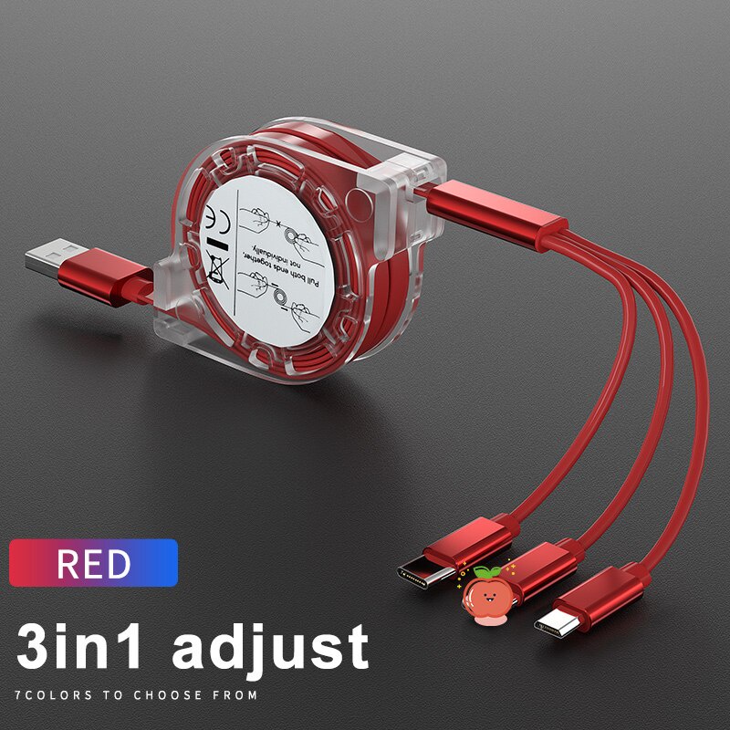 3in1 Kabel Data / Charger Micro USB / Type C 3A Fast Charging Untuk Samsung / Huawei