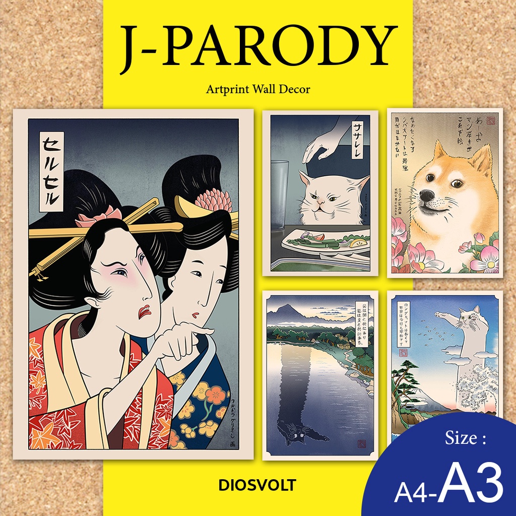 Parodi Jepang Lukisan Poster Dinding Aesthetic Artprint Wall Decor Hiasan Cafe Minimalis Japanese Pa