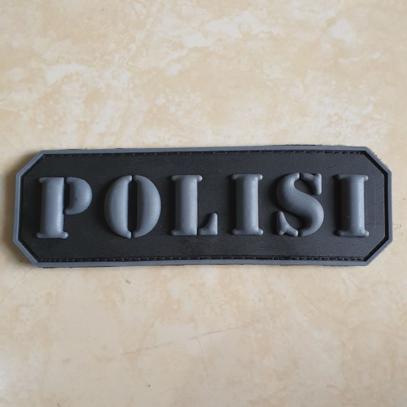 patch rubber logo pvc tulisan polisi 3d timbul / police / polri / tempelan emblem karet velcro