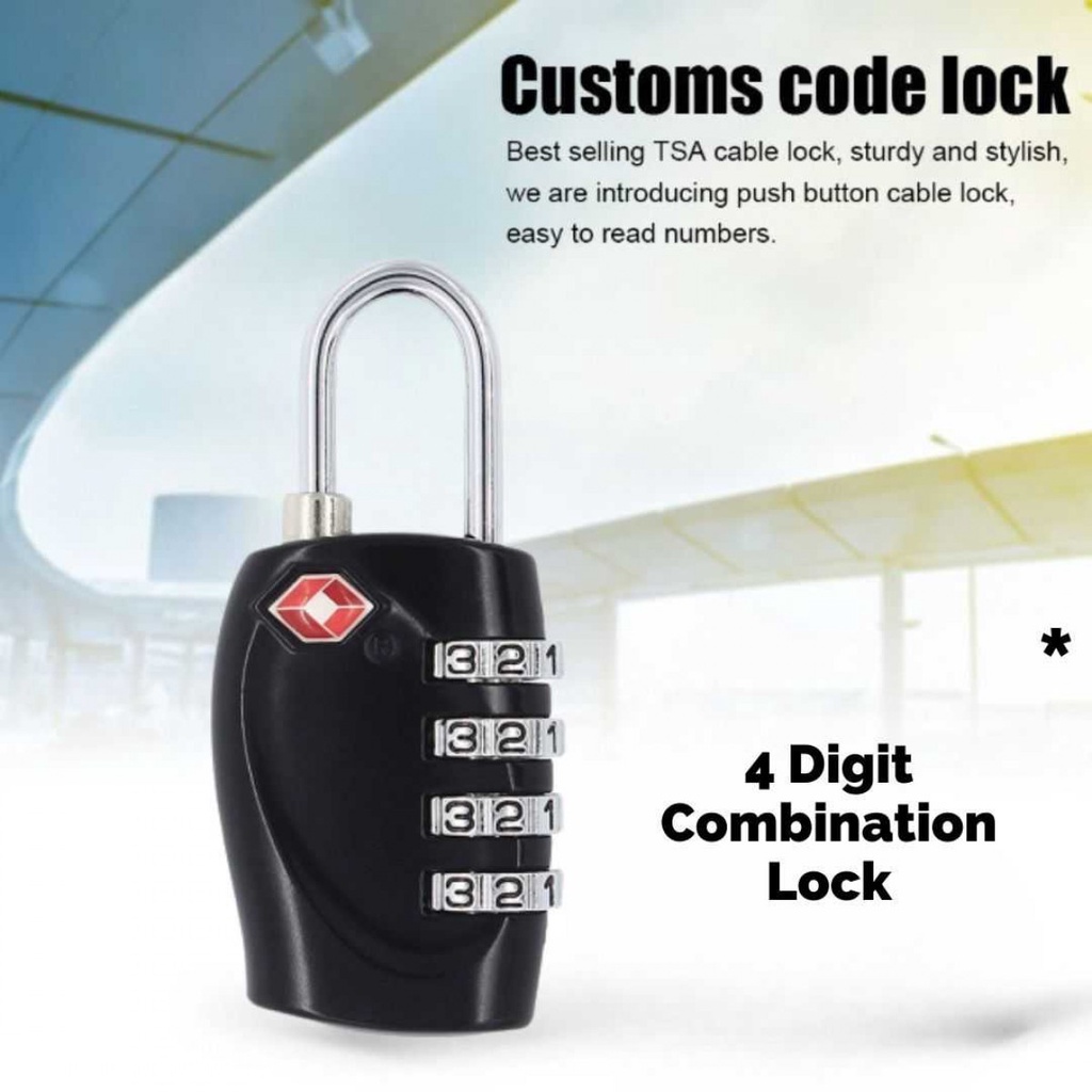 Gembok Koper Tas TSA Lock 4 Digit Angka Suitcase Password Custom