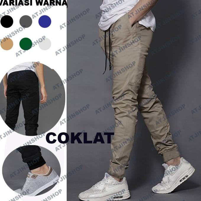 Atjin Original- Celana Panjang Joger Jogger Sirwal Pria Katun Stretch