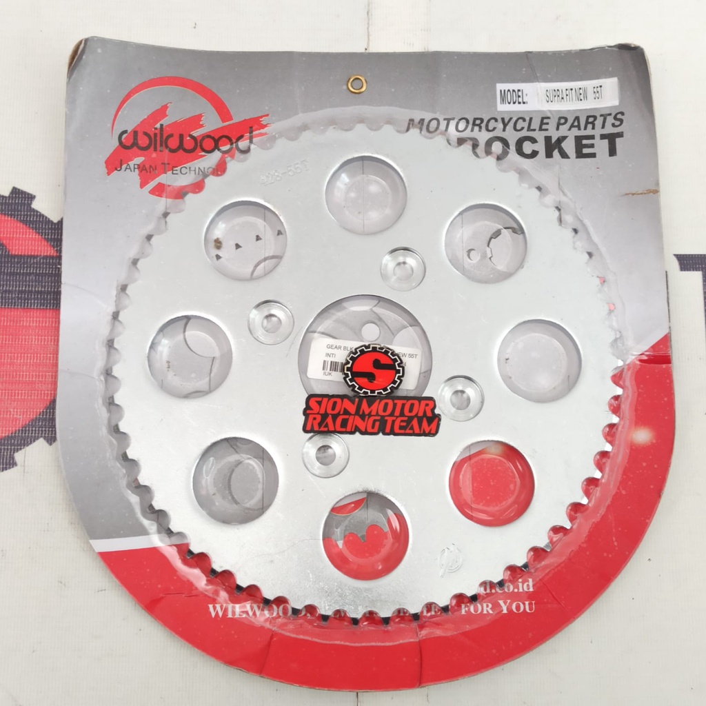 428-55T Gear Gir Belakang Honda Supra Fit New / Karisma / Supra X 125 / Wave 125 / Blade Wilwood