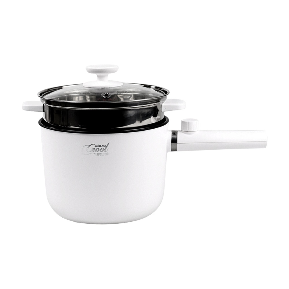 Ceool Panci Listrik Hot Pot Electric Multi Cooker Non-stick 1.5L with Steamer - AJL-10B-1 - White