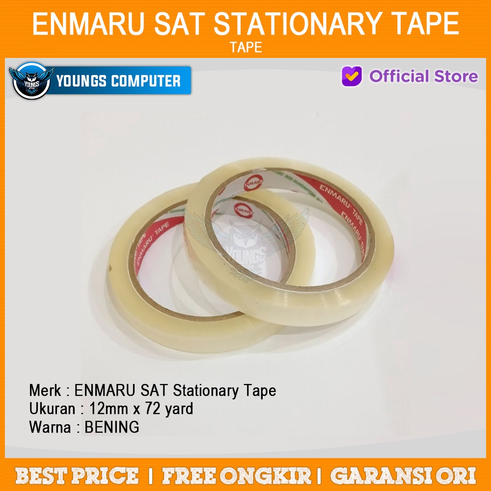 Selotip Isolasi ENMARU SAT Stationary Tape 12mm x 72 yard Bening