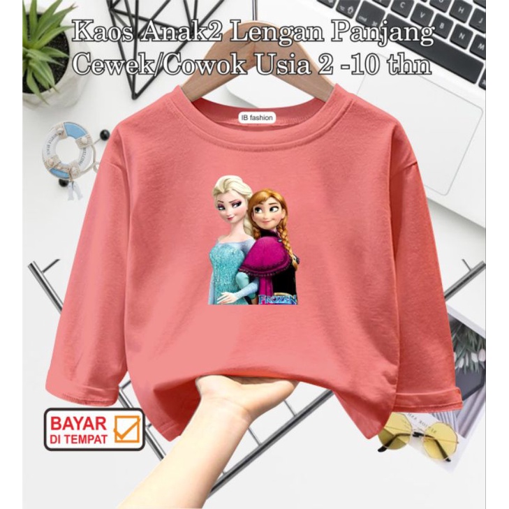 ((IB))KAOS ANAK PEREMPUAN PANJANG/FROZEN DIGITAL SABLON