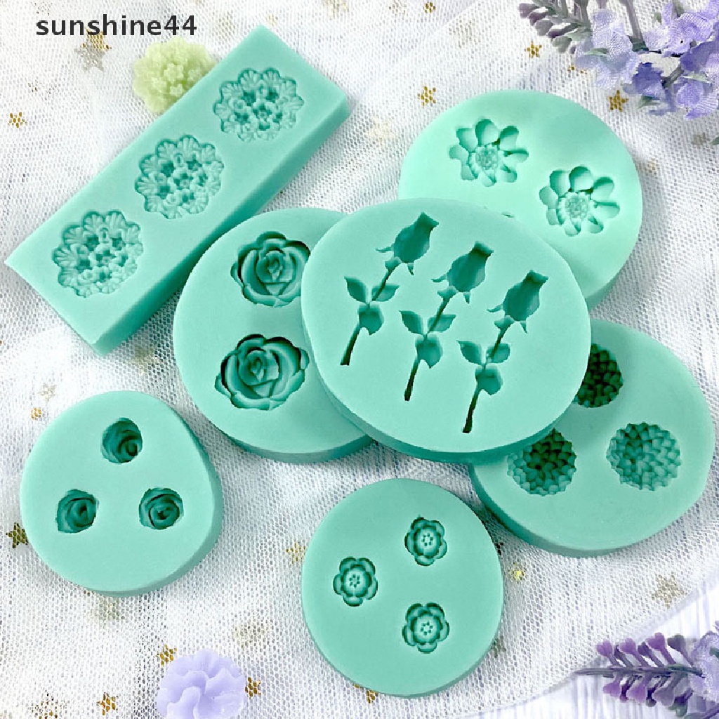 Sunshine Cetakan Kue / Coklat / Fondant 3D Bentuk Bunga / Hati Bahan Silikon Handmade DIY