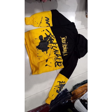 jaket cowok kuning hitam jaket pria jaket wanita jaket cewek jumper hoodie distro tebal