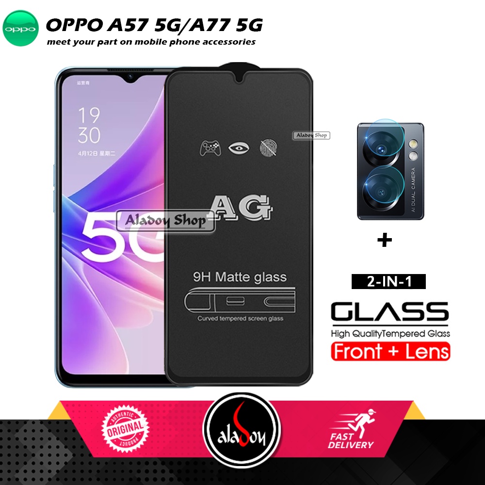 Oppo A57 5G/A77 5G PAKET 2IN1 Tempered Glass Matte Anti Glare Full Layar dan Tempered Glass Kamera