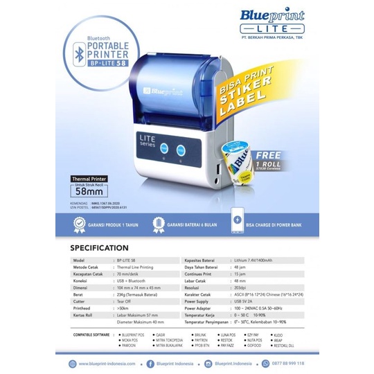 Printer Blueprint Portable LITE 58 - Garansi Resmi