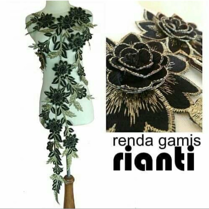 renda cantik rianti/renda bordir berkualitas/renda bordir gamis/renda bordir tempel/renda bordir teb