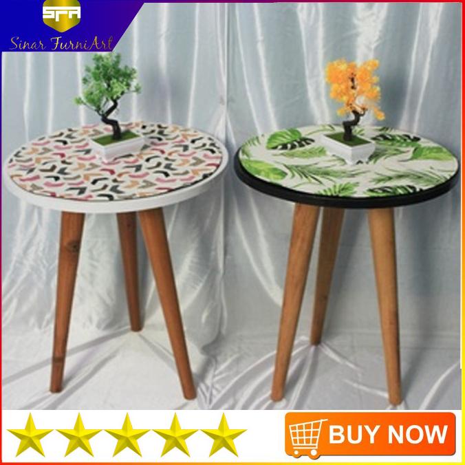 Meja Tamu Bulat / Meja Out Dor Minimalis / Taplak Storklara