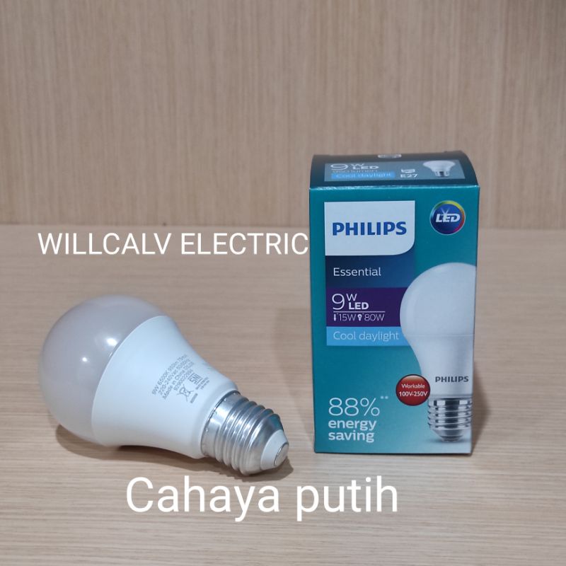 PAKET 5 PC LAMPU PHILIPS LED ESSENTIAL 3W, 5W, 7W, 9W CAHAYA PUTIH