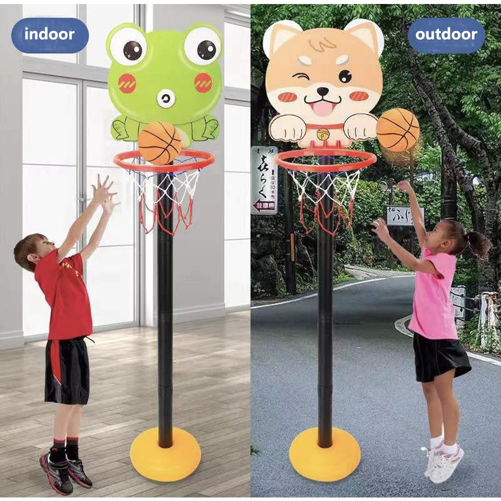 Mainan Ring Bola Basket Anak Karakter Animal Dengan Set Lengkap Tiang Bola dan Pompa