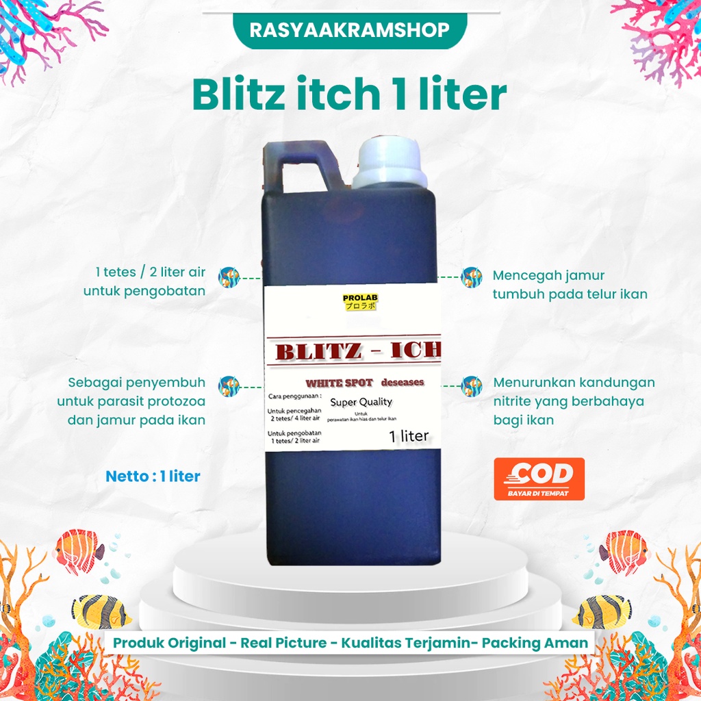 Blitz Icht 1 Liter Obat Biru Ikan Hias Aquarium Aquascape Kolam Methylene Blue Super Mengatasi White