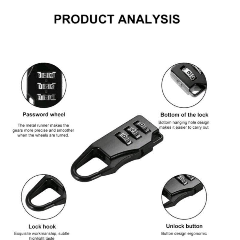 MURAH BANGET ZIPPER LOCK / GEMBOK KOPER / GEMBOK TAS RANSEL KOMBINASI ANGKA