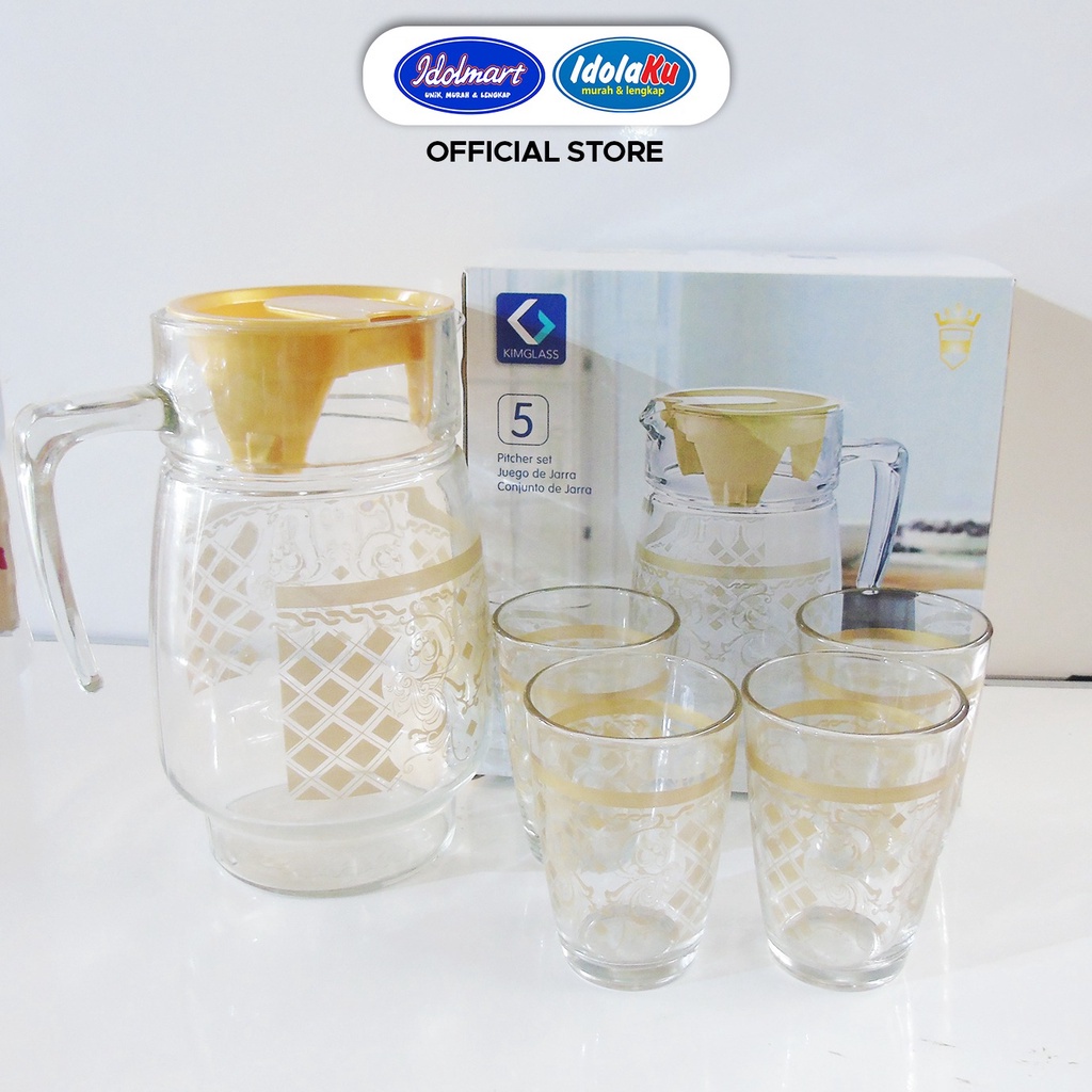 IDOLAKU Teko Set Kaca Kimglass Istanbul 1 Pitcher 4 Gelas