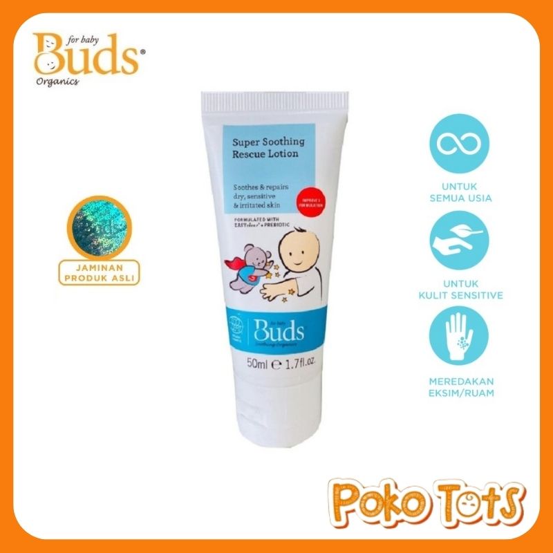 Buds Organics Super Soothing Rescue Lotion 50ml Losion Untuk Ruam Iritasi Kulit Sensitive BSO Soothing Organic